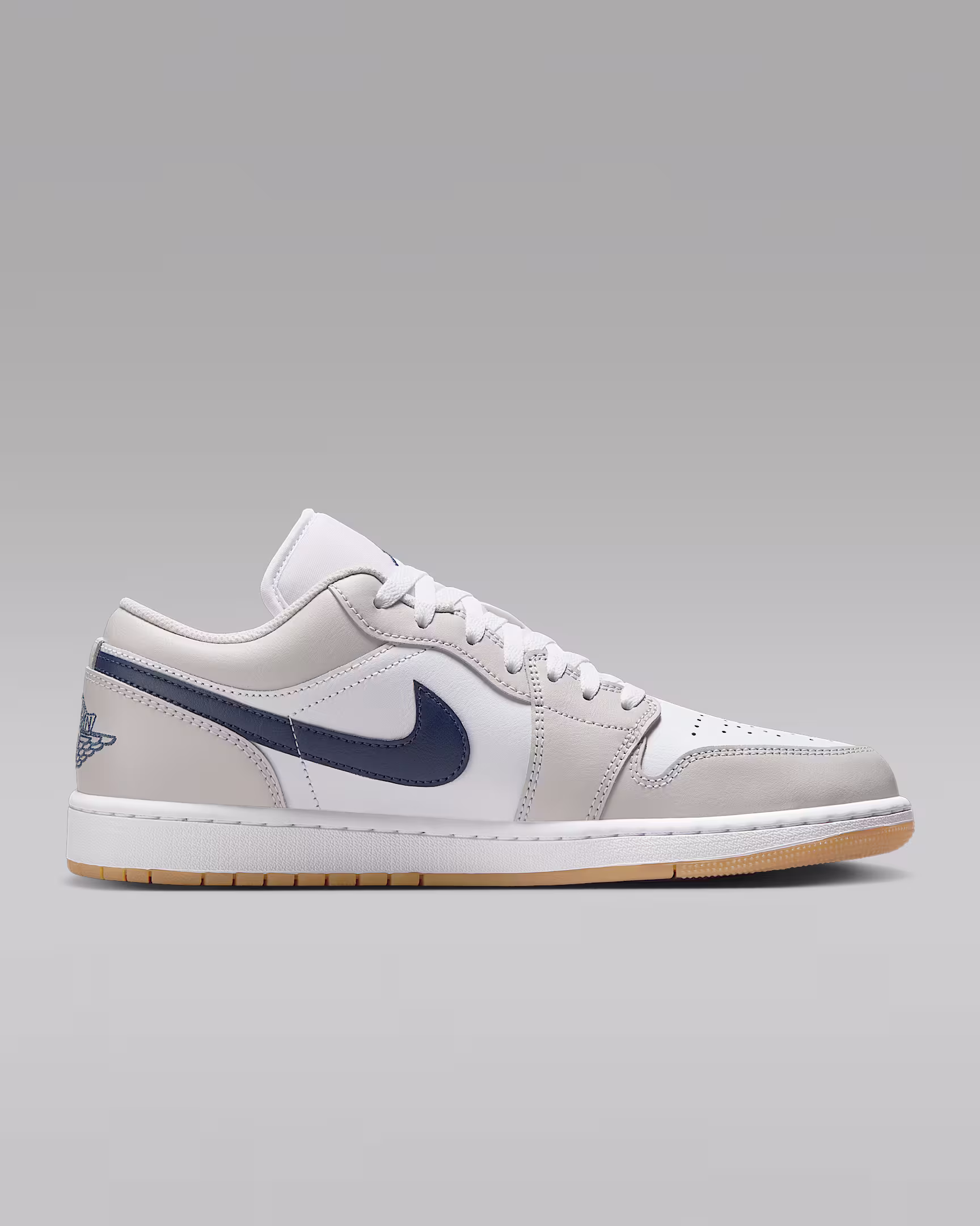 Air Jordan 1 Low （man White/light gray/rubber brown/deep blu）