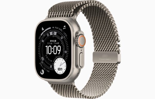 Apple Watch UItra 3(GPS+蜂窝网络):49毫米原色钛金属表光；原色钛金属米兰尼斯表带-L