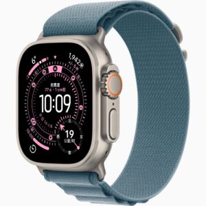 Apple Watch UItra 3(GPS+蜂窝网络):49毫米原色钛金属表光；浅蓝色高山回环式表带-L