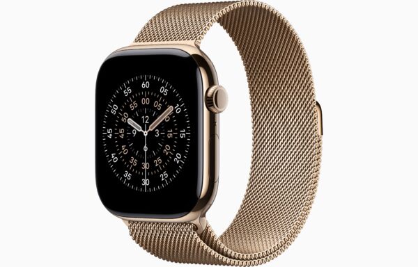 Apple Watch Series 11(GPS+蜂窝网络);46毫米金色钛金属表党；金色来兰尼斯表带-S/M