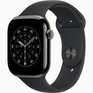 Apple Watch Series 11(GPS+蜂窝网络);46毫米石板色钛金属表光；黑色运动型表带-ML