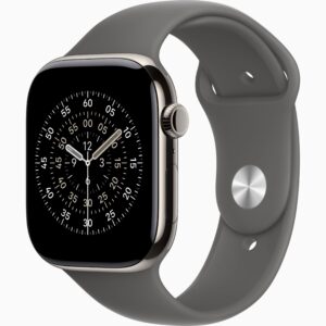 Apple Watch Scries 11(GPS+蜂窝网络);46毫米原色钛金属表光；岩灰色运动型表带-S/M