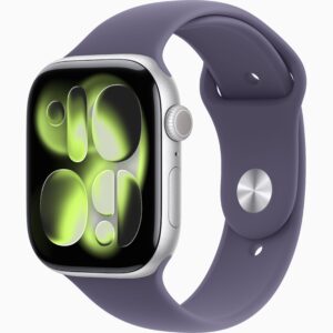 Apple Watch Scries 11(GPS+蜂窝网络);46毫米银色铝金属表光；雾紫色运动型表带-ML