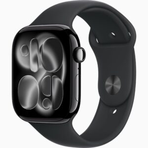 Apple Watch Series 11(GPS+蜂窝网络):46毫米亮黑色铝金属表光：黑色运动型表带-S/M