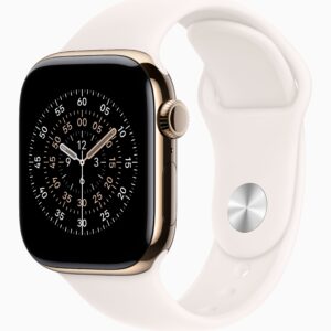 Apple Watch Series 11(GPS+蜂窝网络):42毫米金色钛金属表光；淡桃粉色运动型表带-S/M