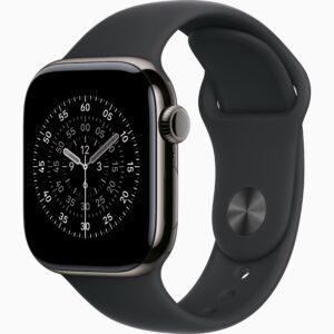 Apple Watch Series 11(GPS+蜂窝网络):42毫米石板色钛金属表光；黑色运动型表带-M/L