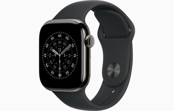 Apple Watch Series 11(GPS+蜂窝网络):42毫来石板色钛金属表光；黑色运动型表带-SM
