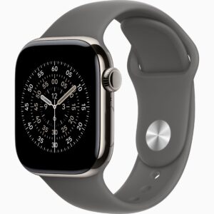 Apple Watch Series 11(GPS+蜂窝网络):42毫米原色钛金属表壳：岩灰色运动型表带-M/L