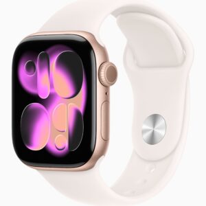 Apple Watch Series 11(GPS+蜂窝网络);42毫米玫瑰金色铝金属表壳：淡桃粉色运动型表带-S/M