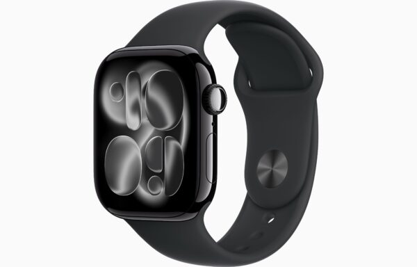 Apple Watch Series 11(GPS+蜂窝网络);42毫米亮黑色铝金属表壳；黑色运动型表带-M/L