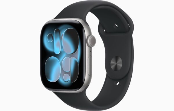 Apple Watch Series 11(GPS);46毫米深空灰色铝金属表壳；黑色运动型表带-M/L