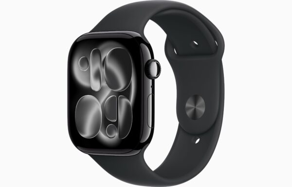 Apple Watch Series 11(GPS);46毫米亮黑色铝金属表壳；黑色运动型表带-ML