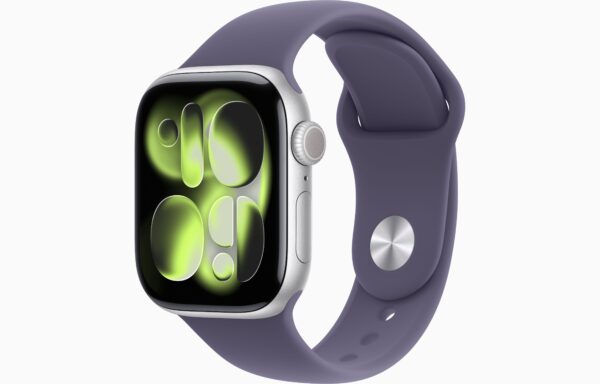 Apple Watch Series11(GPS);42毫米银色铝金属表壳；雾紫色运动型表带-S/M