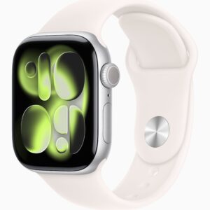 Apple Watch Series 11(GPS);42毫米玫瑰金色铝金属表光；淡桃粉色运动型表带-M/L